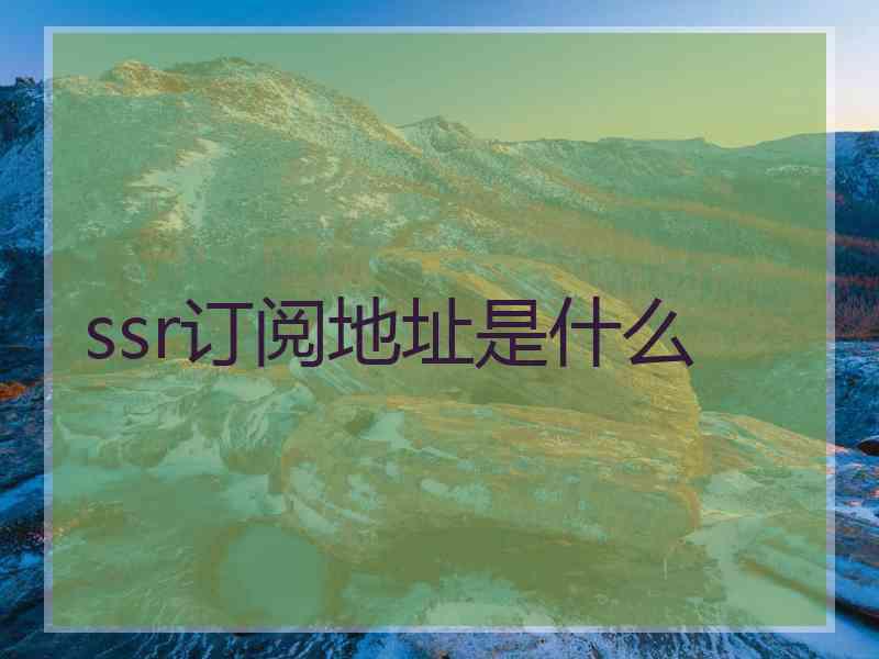 ssr订阅地址是什么